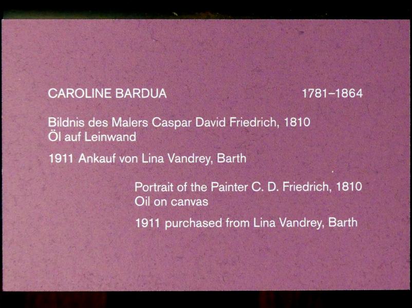 Caroline Bardua (1810–1823), Bildnis des Malers Caspar David Friedrich, Berlin, Alte Nationalgalerie, Saal 303, Künstlerinnen der Nationalgalerie vor 1919, 1810, Bild 2/2