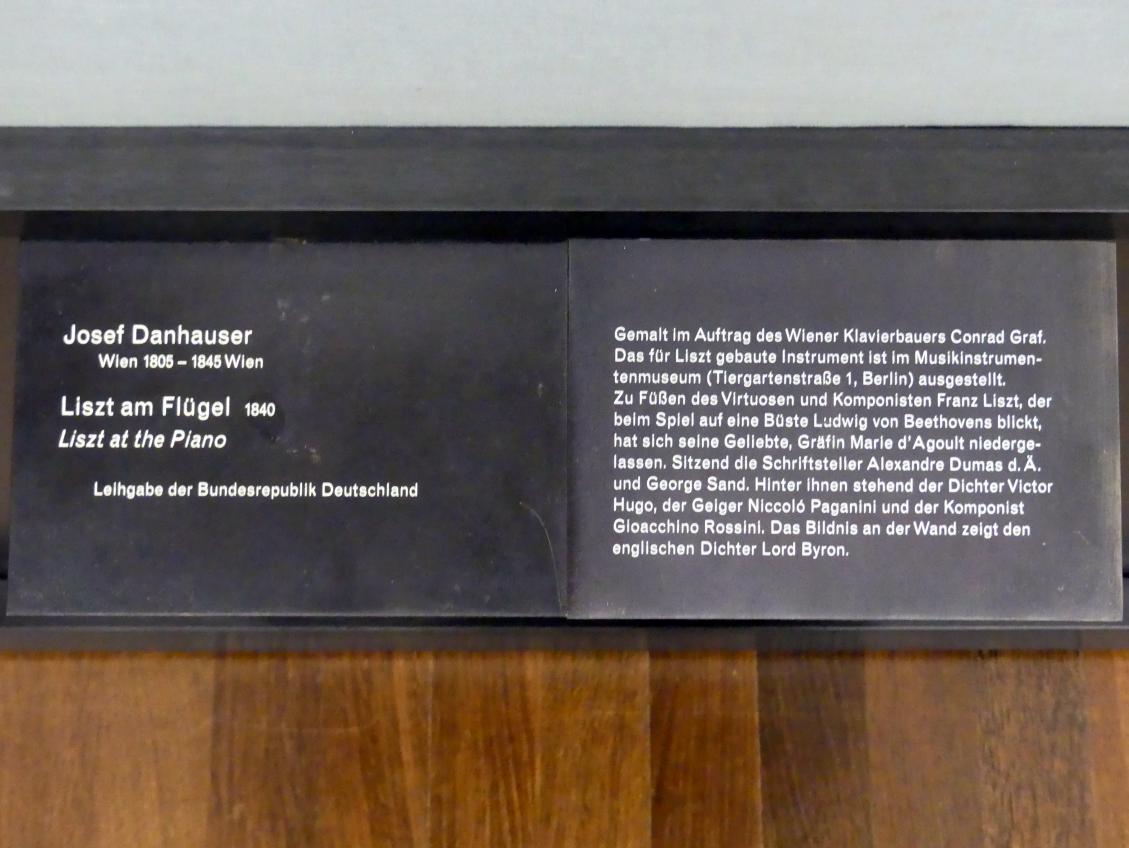 Josef Danhauser (1840&ndash;1844), Liszt am Flügel, Berlin, Alte Nationalgalerie, Saal 313, Romantik, Biedermeier, Düsseldorfer Schule, 1840, Bild 2/2