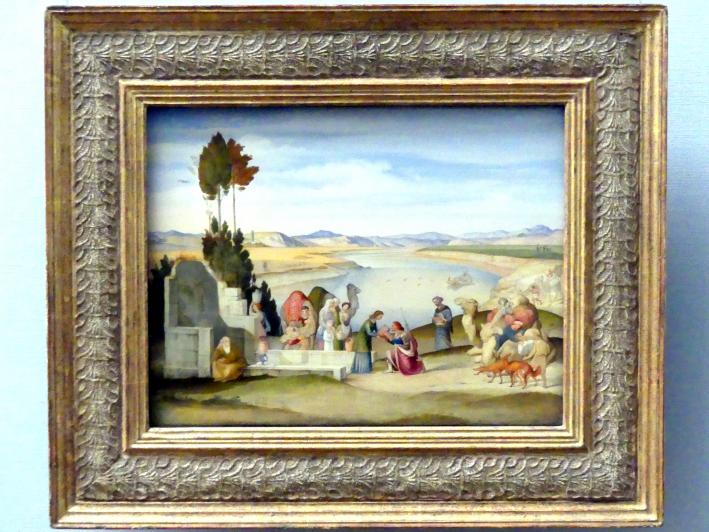 Johann Anton Alban Ramboux (1819), Rebekka und Elieser am Brunnen, Berlin, Alte Nationalgalerie, Saal 314, Nazarener, 1819