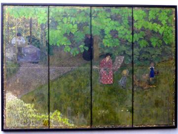 Pierre Bonnard (1893&ndash;1943), Die Familie des Komponisten Claude Terrasse im Garten (Wandschirm), Berlin, Alte Nationalgalerie, Saal 203, Französische Impressionisten, 1896