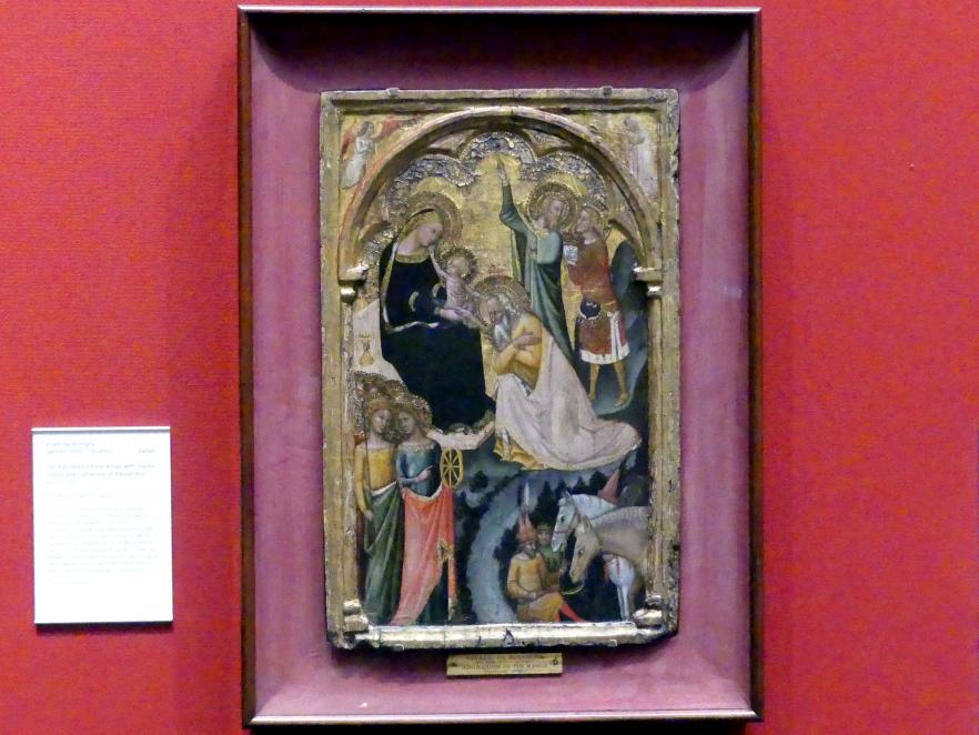 Vitale da Bologna (1329–1350), Anbetung der Könige mit den hll. Ursula und Katharina von Alexandrien, Edinburgh, Scottish National Gallery, Saal 2, Gotik und Renaissance, um 1350