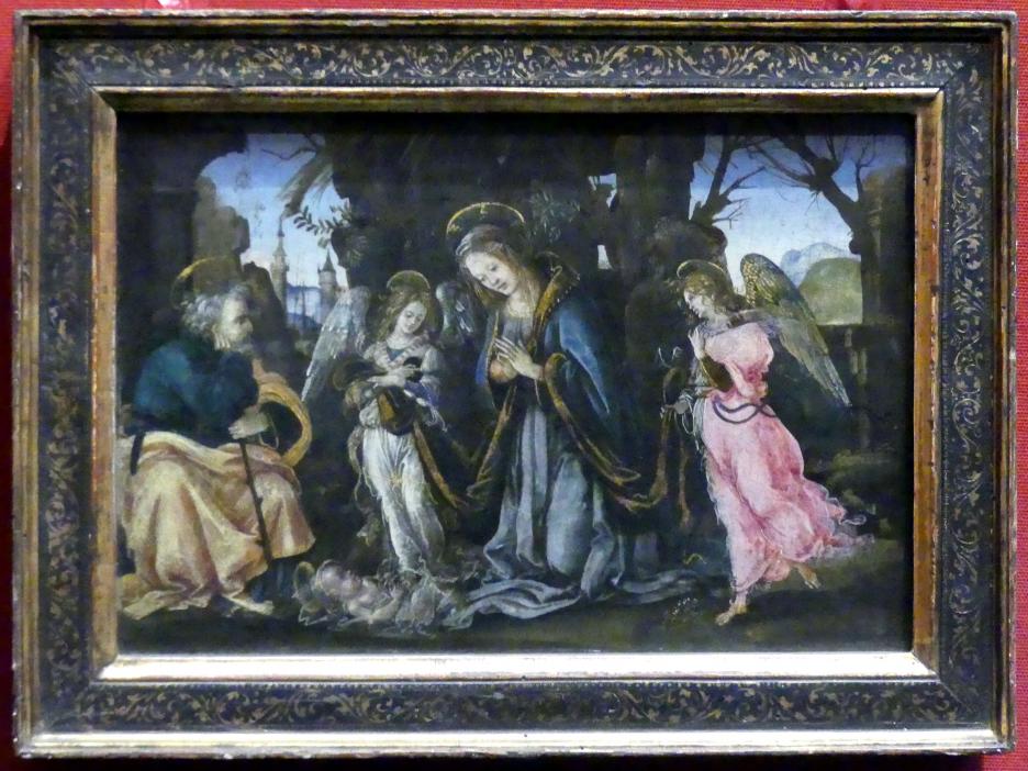 Filippino Lippi (1473–1500), Christ Geburt mit zwei Engeln, Edinburgh, Scottish National Gallery, Saal 2, Gotik und Renaissance, um 1490–1495
