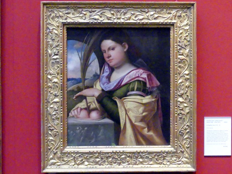 Giovanni Cariani (Giovanni Busi) (1515–1540), Heilige Agathe, Edinburgh, Scottish National Gallery, Saal 3, Gotik und Renaissance, um 1512–1518