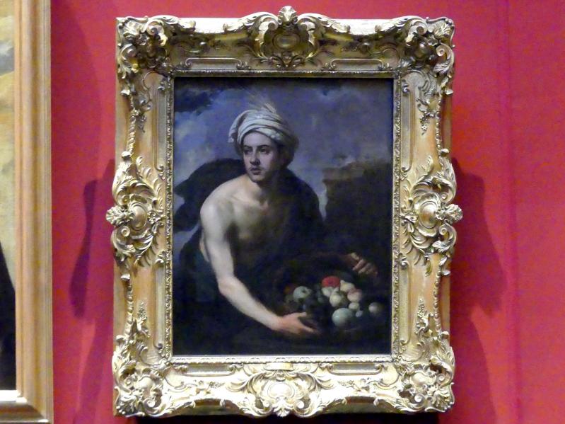 Bartolomé Esteban Murillo (1645–1678), Junger Mann mit Früchtekorb (Allegorie des Sommers), Edinburgh, Scottish National Gallery, Saal 5, Südeuropäischer Barock, um 1660–1665