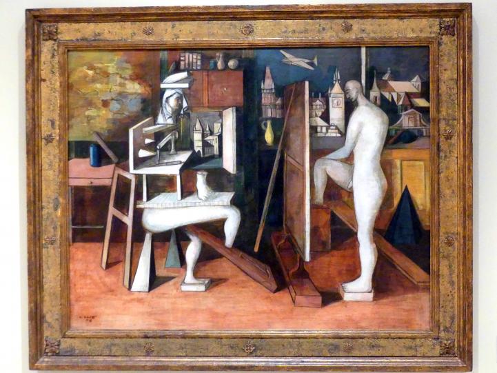 Endre Nemes (1937–1938), Maler im Atelier, Prag, Nationalgalerie im Messepalast, 1918-1939, Saal 12, 1938