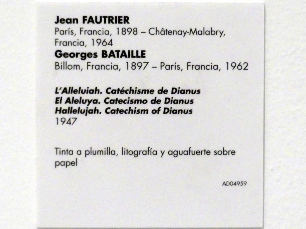 Jean Fautrier (1921&ndash;1958), Halleluja, Katechismus des Dianus, Madrid, Museo Reina Sofía, Saal 401, 1947, Bild 6/6