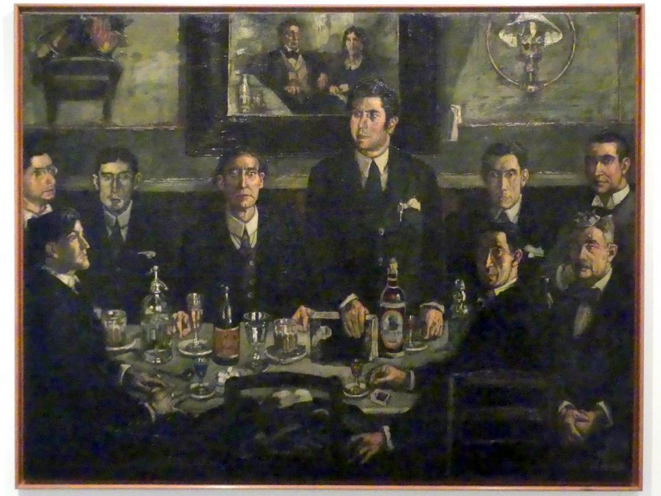 José Gutiérrez Solana (1920–1938), Die Versammlung im Café de Pombo, Madrid, Museo Reina Sofía, Saal 201.01, 1920