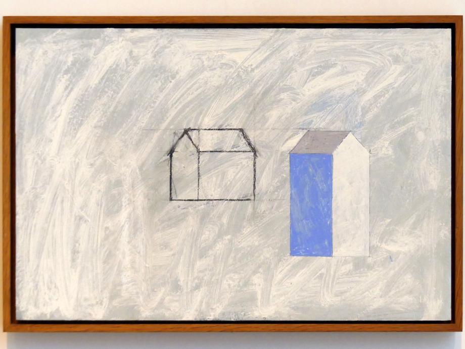 Horst Antes (1964&ndash;1993), Haus, Hauszeichnung, weißer Grund, Schwäbisch Hall, Kunsthalle Würth, Ausstellung "Lust auf mehr" vom 30.09.2019 - 20.09.2020, Erdgeschoss, 1991