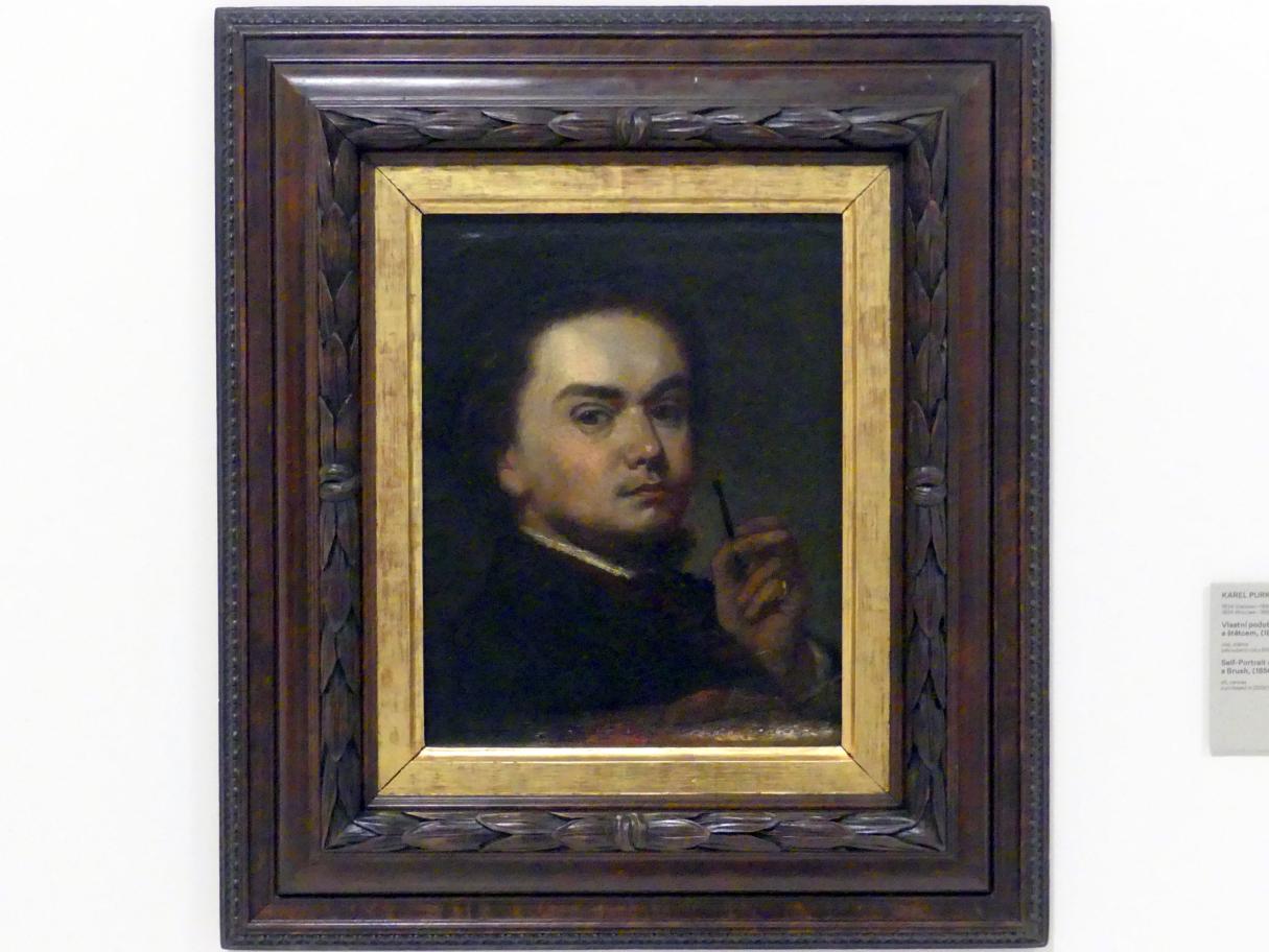 Karel Purkyně (1856&ndash;1861), Selbstporträt mit Palette und Pinsel, Prag, Nationalgalerie im Messepalast, Das lange Jahrhundert, Saal 1, 1856