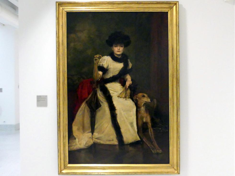 Václav Brožík (1845&ndash;1896), Bildnis einer Dame mit Windhund, Prag, Nationalgalerie im Messepalast, Das lange Jahrhundert, Saal 2, 1895&ndash;1897