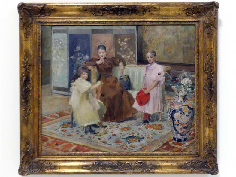 Vojtěch Hynais (1883–1919), Frau Hrušová mit Tochter (Familienporträt), Studie, Prag, Nationalgalerie im Messepalast, Das lange Jahrhundert, Saal 3, 1890
