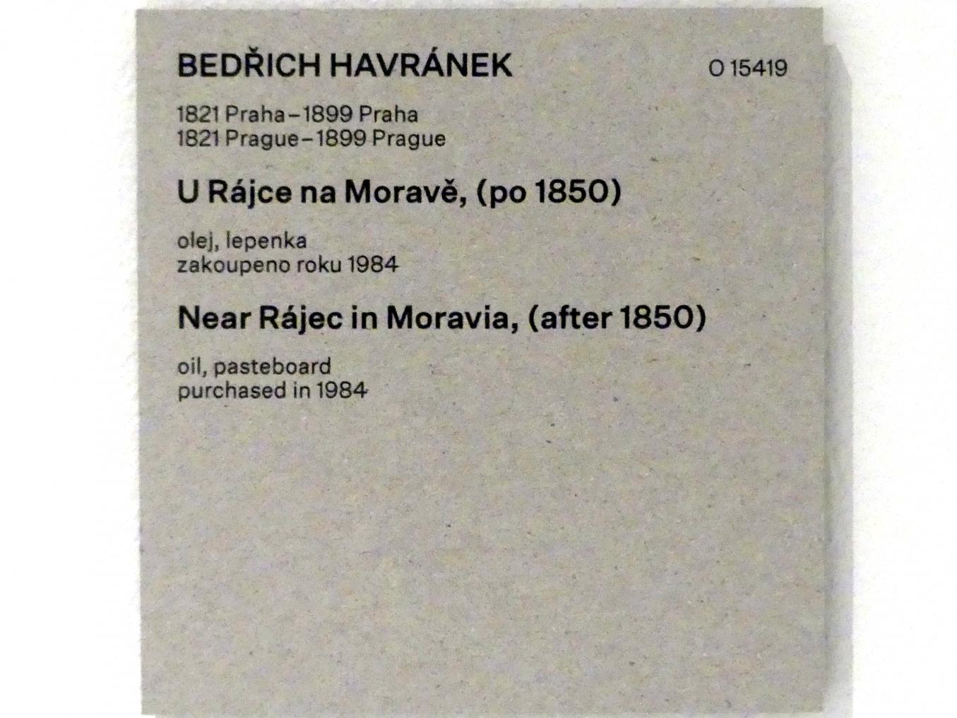 Bedřich Havránek (1851–1853), Bei Rájec in Mähren, Prag, Nationalgalerie im Messepalast, Das lange Jahrhundert, Saal 18, nach 1850, Bild 2/2