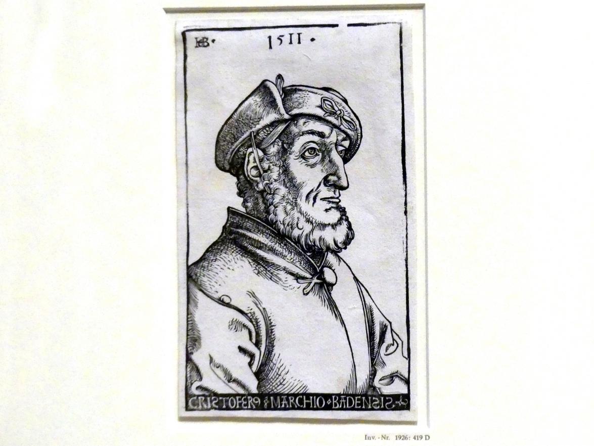 Hans Baldung Grien (1500–1544), Bildnis des Markgrafen Christoph I. von Baden, Karlsruhe, Staatliche Kunsthalle, Ausstellung "Hans Baldung Grien, heilig | unheilig", Saal 3, 1511