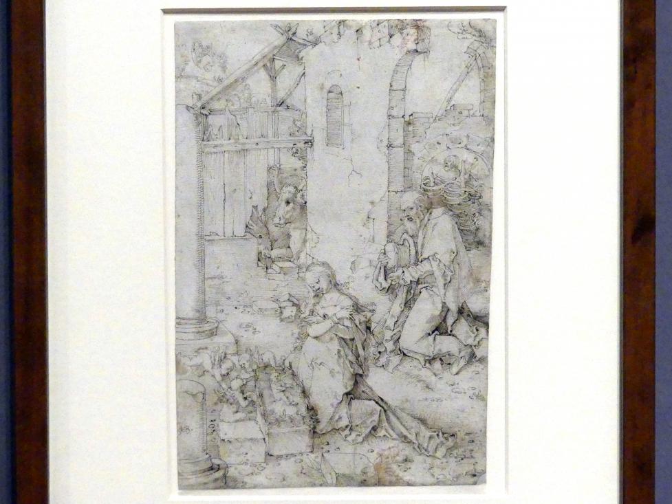 Hans Baldung Grien (1500–1544), Die Geburt Christi, Karlsruhe, Staatliche Kunsthalle, Ausstellung "Hans Baldung Grien, heilig | unheilig", Saal 4a, um 1509–1510