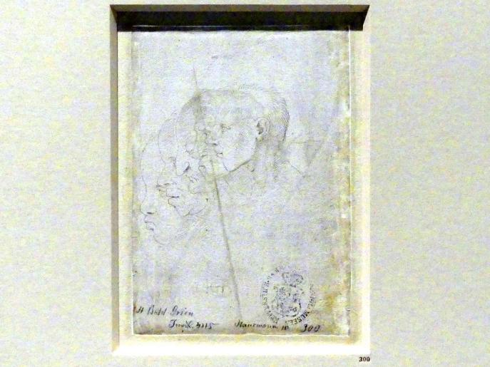 Hans Baldung Grien (1500–1544), Fünf männliche Profile, Karlsruhe, Staatliche Kunsthalle, Ausstellung "Hans Baldung Grien, heilig | unheilig", Saal 5, um 1513–1515