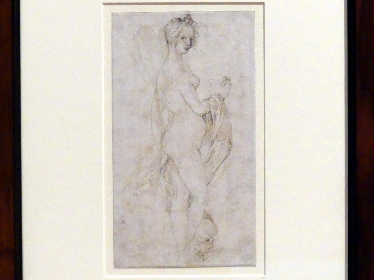 Hans Baldung Grien (1500–1544), Weiblicher Akt im Profil, Karlsruhe, Staatliche Kunsthalle, Ausstellung "Hans Baldung Grien, heilig | unheilig", Saal 7, um 1523–1527