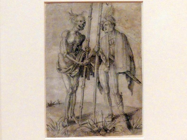 Hans Baldung Grien (1500&ndash;1544), Landsknecht und Tod, Karlsruhe, Staatliche Kunsthalle, Ausstellung "Hans Baldung Grien, heilig | unheilig", Saal 7, 1503