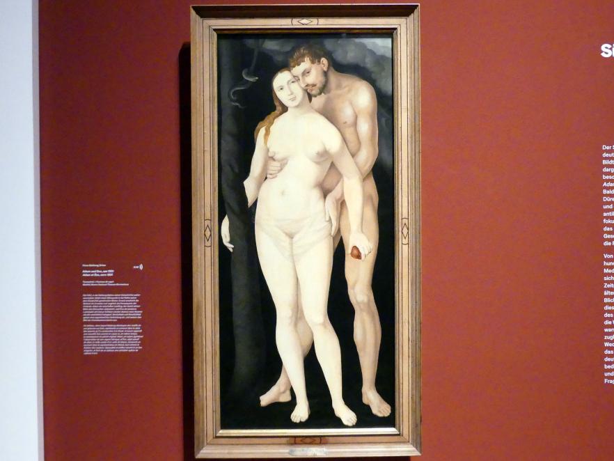 Hans Baldung Grien (1500–1544), Adam und Eva, Karlsruhe, Staatliche Kunsthalle, Ausstellung "Hans Baldung Grien, heilig | unheilig", Saal 7, um 1531
