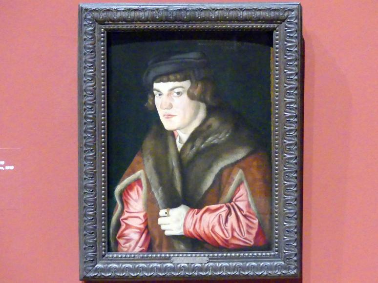 Hans Baldung Grien (1500–1544), Bildnis eines 25-jährigen Mannes, Karlsruhe, Staatliche Kunsthalle, Ausstellung "Hans Baldung Grien, heilig | unheilig", Saal 9, 1519