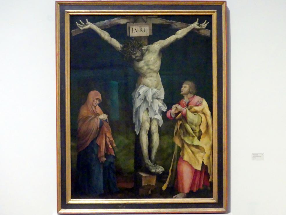 Matthias Grünewald (Mathis Gothart-Nithart) (1500&ndash;1528), Christus am Kreuz zwischen Maria und Johannes, Karlsruhe, Staatliche Kunsthalle, Saal 15, um 1523&ndash;1524