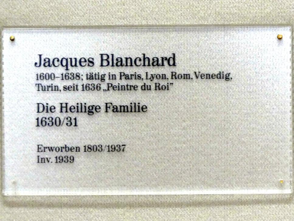 Jacques Blanchard (1630&ndash;1633), Die Heilige Familie, Karlsruhe, Staatliche Kunsthalle, Saal 22, 1630&ndash;1631, Bild 2/2