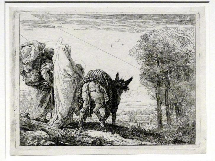 Giovanni Domenico Tiepolo (1743&ndash;1785), Die Heilige Familie auf einer Anhöhe über einer Stadt, Stuttgart, Staatsgalerie, Ausstellung "Tiepolo"  vom 11.10.2019 - 02.02.2020, Saal 10: Späte Werke, 1753