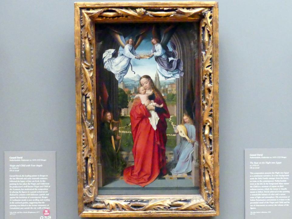 Gerard David (1475&ndash;1519), Maria mit Kind und vier Engeln, New York, Metropolitan Museum of Art (Met), Saal 640, um 1510&ndash;1515