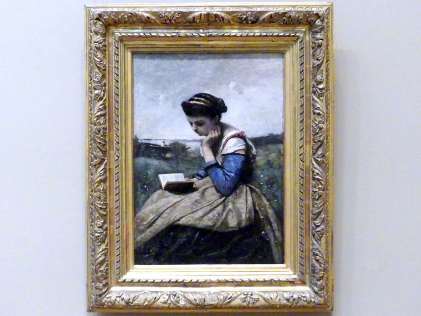 Jean-Baptiste Camille Corot (1823–1874), Frau beim Lesen, New York, Metropolitan Museum of Art (Met), Saal 803, 1869–1870