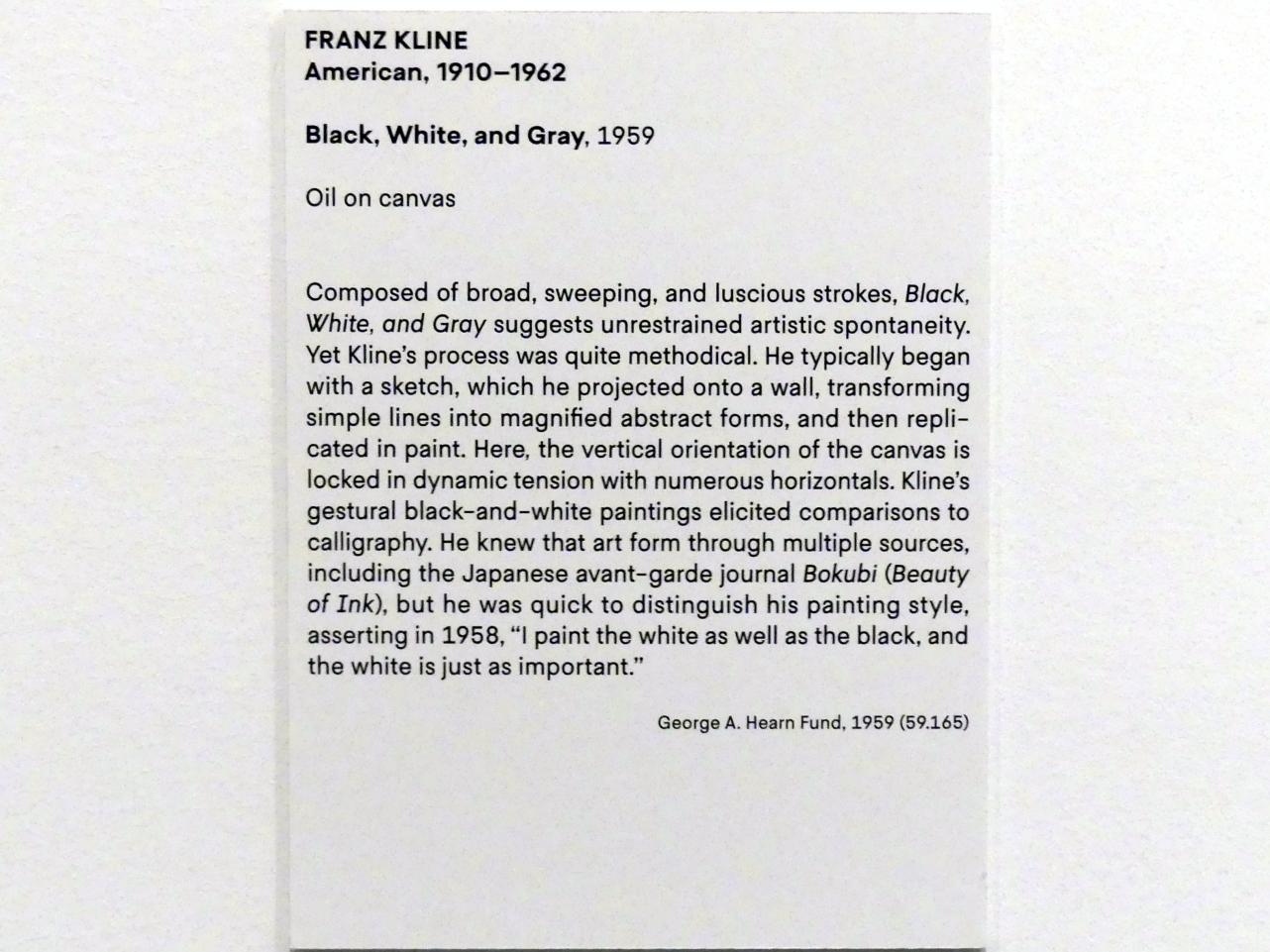Franz Kline (1950&ndash;1960), Schwarz, Weiß und Grau, New York, Metropolitan Museum of Art (Met), Saal 920, 1959, Bild 2/2