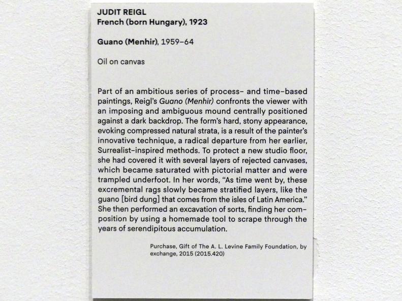 Judit Reigl (1954&ndash;1967), Guano (Menhir), New York, Metropolitan Museum of Art (Met), Saal 921, 1959&ndash;1964, Bild 2/2