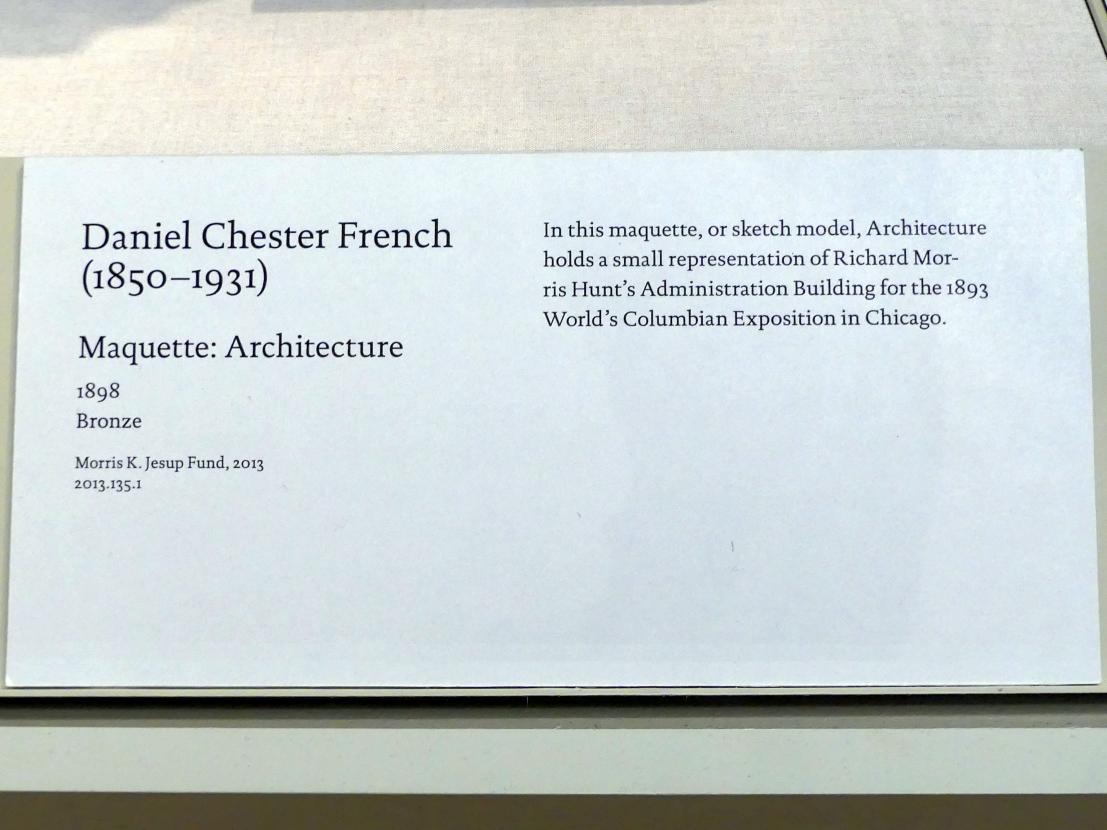 Daniel Chester French (1873&ndash;1913), Modell für eine Allegorie der Architektur, New York, Metropolitan Museum of Art (Met), Saal 770, 1898, Bild 2/2