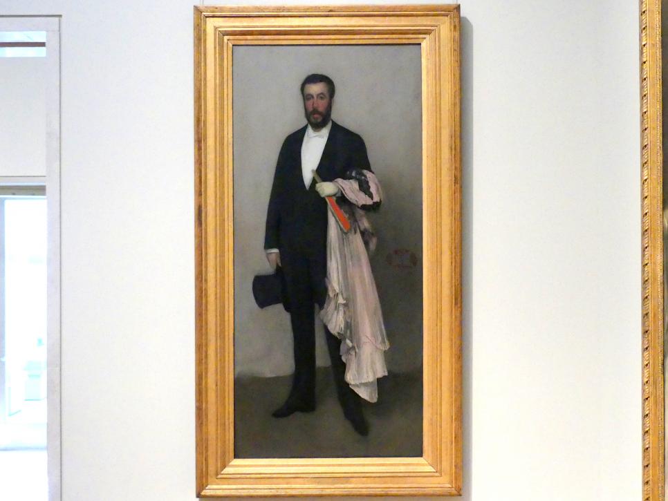James McNeill Whistler (1883&ndash;1897), Arrangement in Fleischfarben und Schwarz: Portrait von Theodore Duret, New York, Metropolitan Museum of Art (Met), Saal 771, um 1883