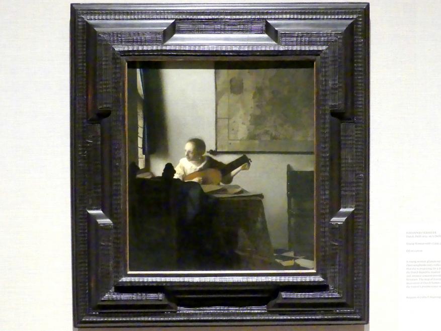 Jan Vermeer (Johannes Vermeer) (1654–1672), Junge Frau mit Laute, New York, Metropolitan Museum of Art (Met), Saal 964, um 1662–1663