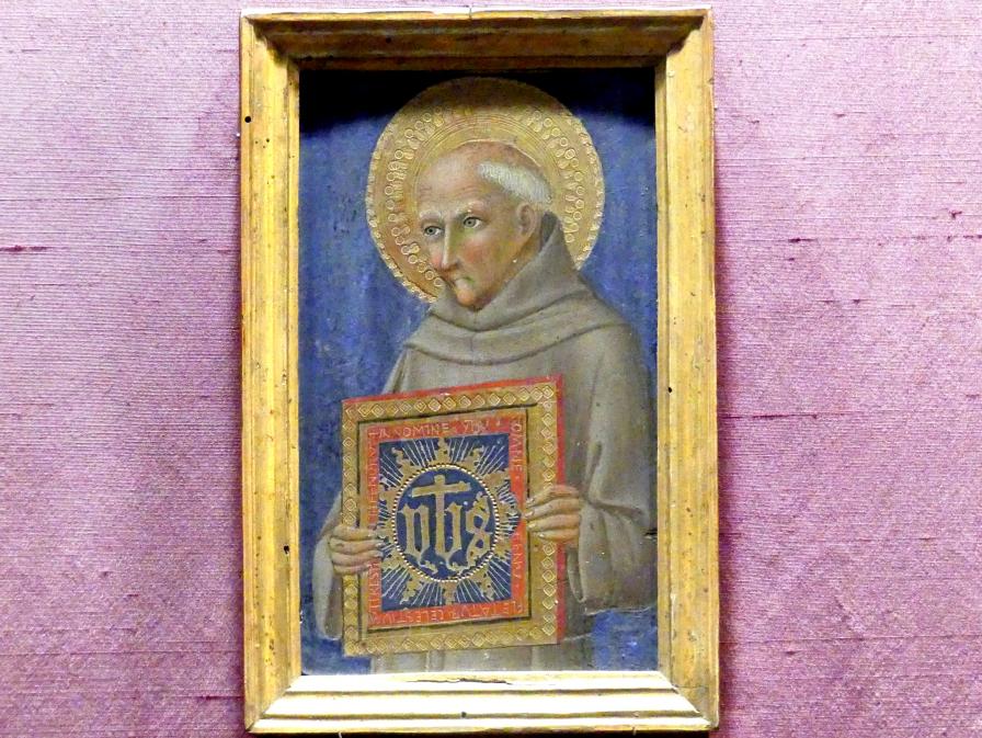 Sano di Pietro (Werkstatt) (1454–1465), Heiliger Bernhardin von Siena, New York, Metropolitan Museum of Art (Met), Saal 956, um 1460–1470