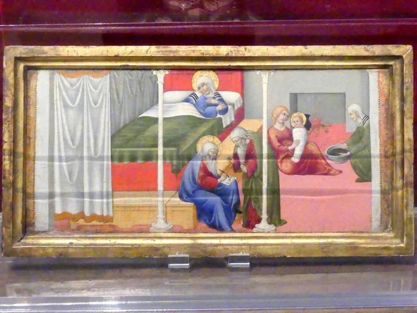 Sano di Pietro (1437&ndash;1481), Die Geburt und Namensgebung des Heiligen Johannes des Täufers, New York, Metropolitan Museum of Art (Met), Saal 956, um 1450&ndash;1453
