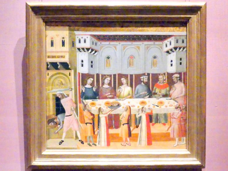 Giovanni Baronzio (1330–1345), Das Fest des Herodes und die Enthauptung des Täufers, New York, Metropolitan Museum of Art (Met), Saal 952, um 1330–1335