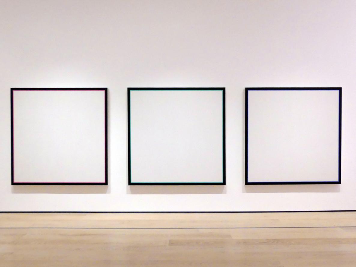 Jo Baer (1964–1970), Primäre Lichtgruppe: Rot, Grün, Blau, New York, Museum of Modern Art (MoMA), Saal 413, 1964–1965