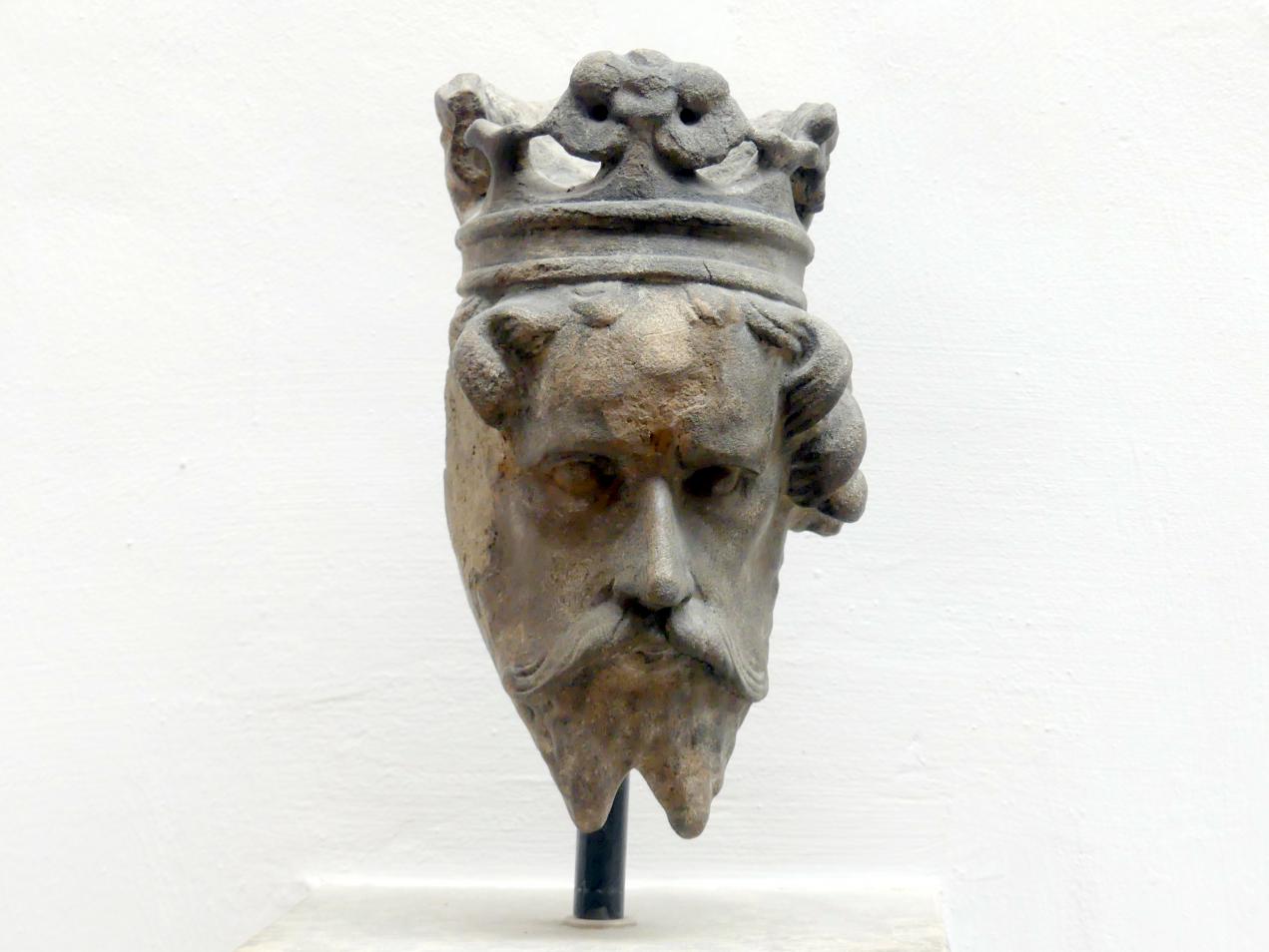 Kopf des Königs Artus, Nürnberg, Hauptmarkt, jetzt Nürnberg, Germanisches Nationalmuseum, Saal 30, um 1385&ndash;1392