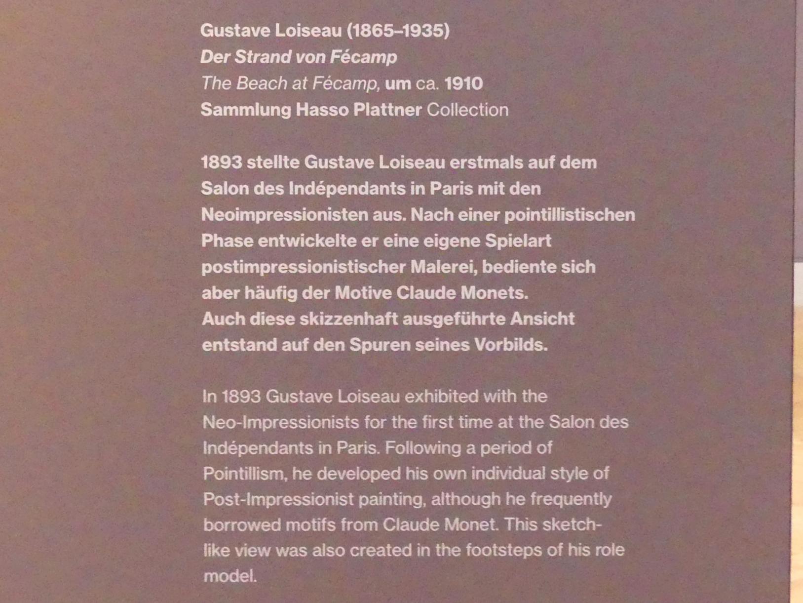 Gustave Loiseau (1906&ndash;1925), Der Strand von Fécamp, Potsdam, Museum Barberini, Saal A6, um 1910, Bild 2/2