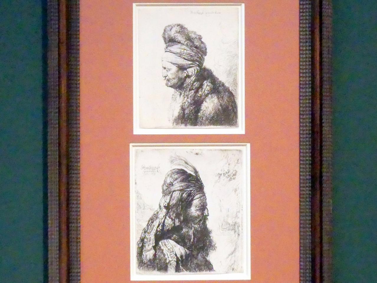 Rembrandt (Rembrandt Harmenszoon van Rijn) (1627&ndash;1669), Dritter Orientalenkopf, Potsdam, Museum Barberini, Ausstellung "Rembrandts Orient" vom 13.03.-27.06.2021, Saal B5, 1635, Bild 2/3