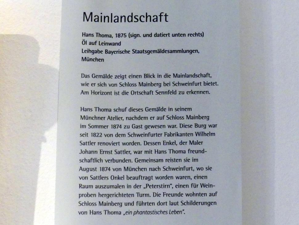 Hans Thoma (1860&ndash;1912), Mainlandschaft, Würzburg, Museum für Franken (ehem. Mainfränkisches Museum), Steinsaal, 1875, Bild 2/3