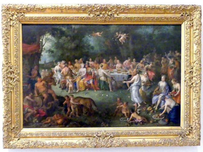 Johann Rudolf Byss (1692–1735), Göttermahl, Münnerstadt, Kloster Maria Bildhausen, jetzt Würzburg, Museum für Franken (ehem. Mainfränkisches Museum), Gemäldegalerie, 1734, Bild 1/2