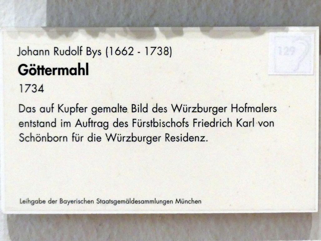 Johann Rudolf Byss (1692&ndash;1735), Göttermahl, Münnerstadt, Kloster Maria Bildhausen, jetzt Würzburg, Museum für Franken (ehem. Mainfränkisches Museum), Gemäldegalerie, 1734, Bild 2/2