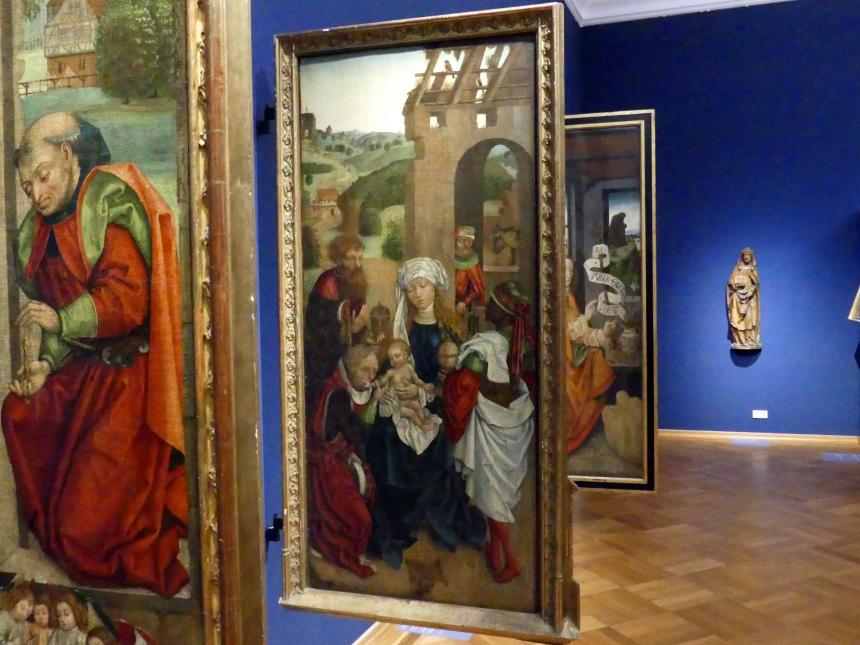 Meister der Älteren Kiliansmarter (1475&ndash;1490), Flügel eines Marienaltars, Würzburg, Martin von Wagner-Museum, Saal 1, um 1470&ndash;1480, Bild 2/4