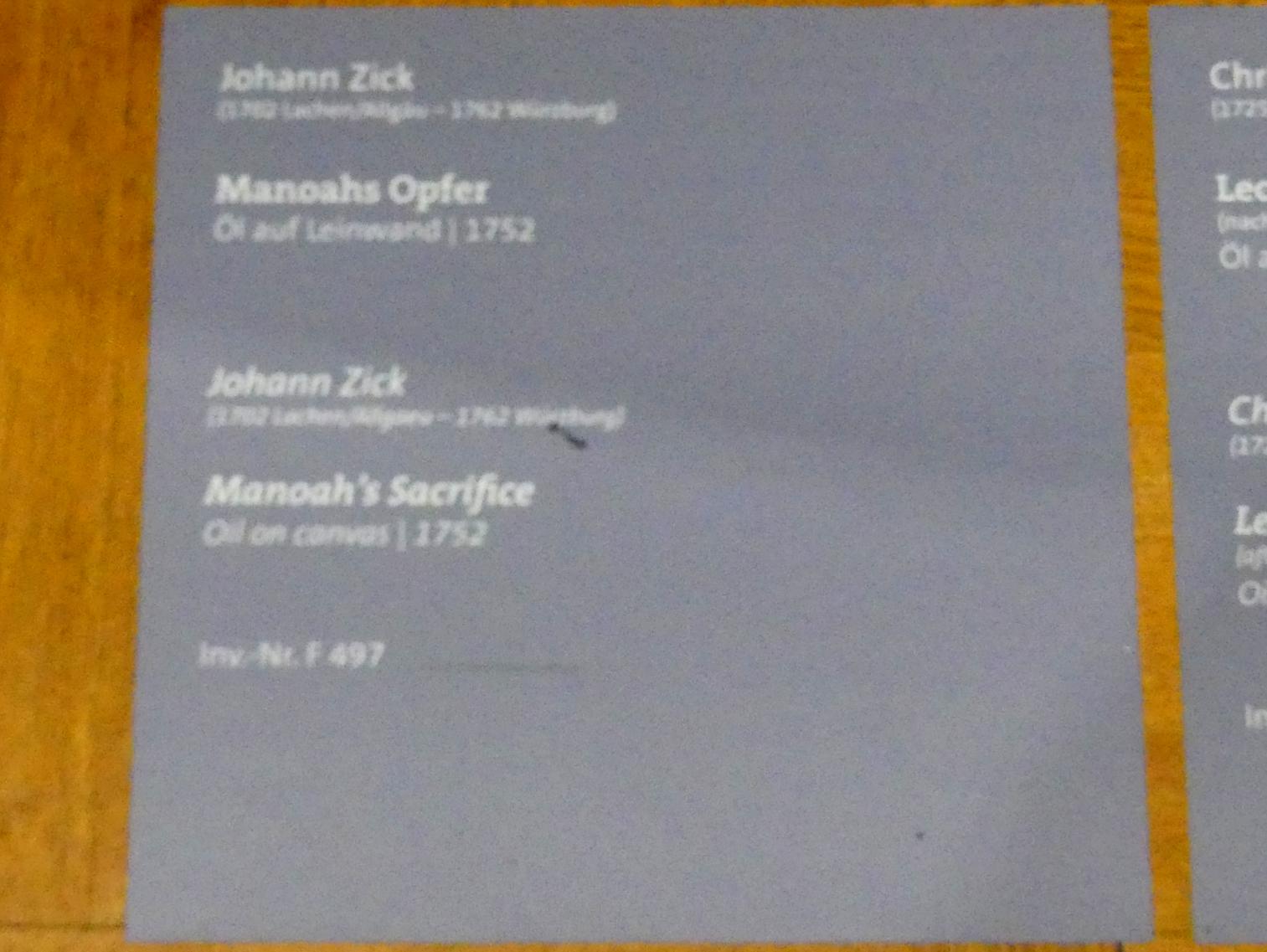 Johannes (Johann) Zick (1749&ndash;1756), Manoahs Opfer, Würzburg, Martin von Wagner-Museum, Saal 5, 1752, Bild 2/2