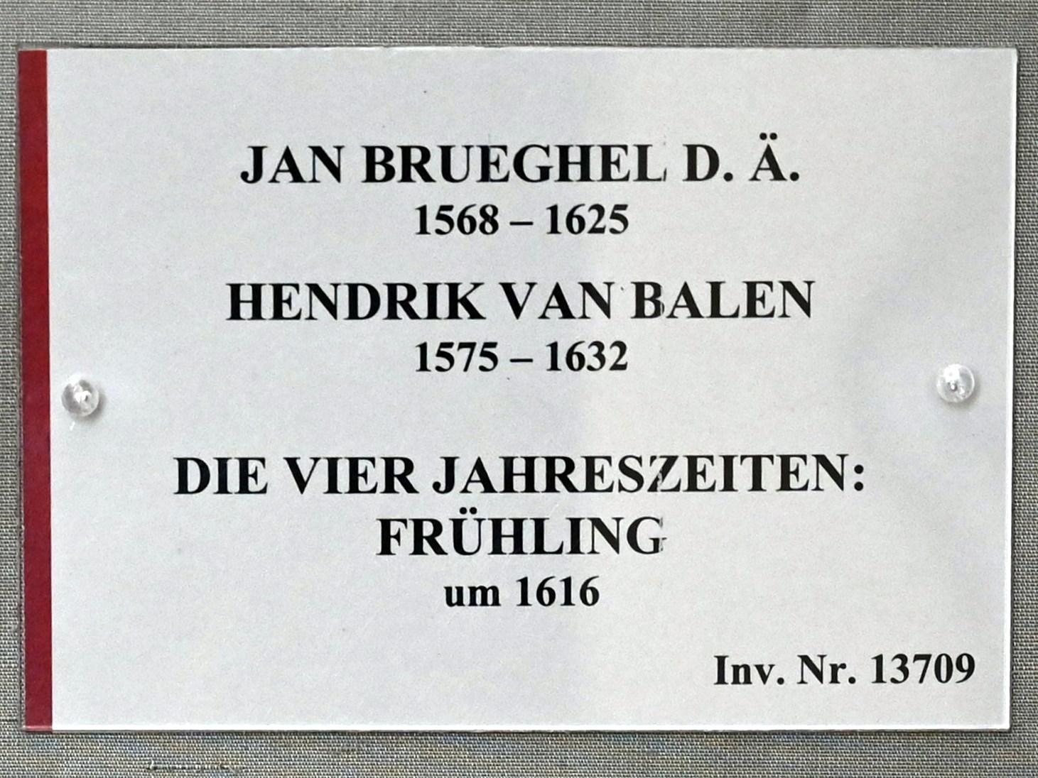 Jan Brueghel der Ältere (Samtbrueghel, Blumenbrueghel) (1593&ndash;1621), Die vier Jahreszeiten: Frühling, München, Alte Pinakothek, Obergeschoss Kabinett 7, um 1616, Bild 2/3
