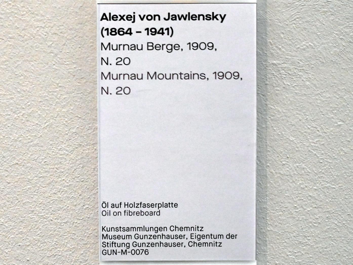 Alexej von Jawlensky (1893&ndash;1938), Murnau Berge, Chemnitz, Museum Gunzenhauser, Saal 3.6 - Der blaue Reiter, 1909, Bild 2/2