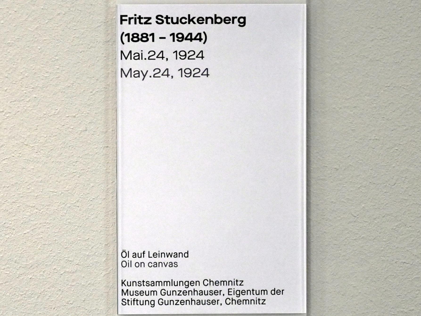 Fritz Stuckenberg (1924–1926), Mai.24, Chemnitz, Museum Gunzenhauser, Saal 3.11 - Bauhaus, 1924, Bild 2/2