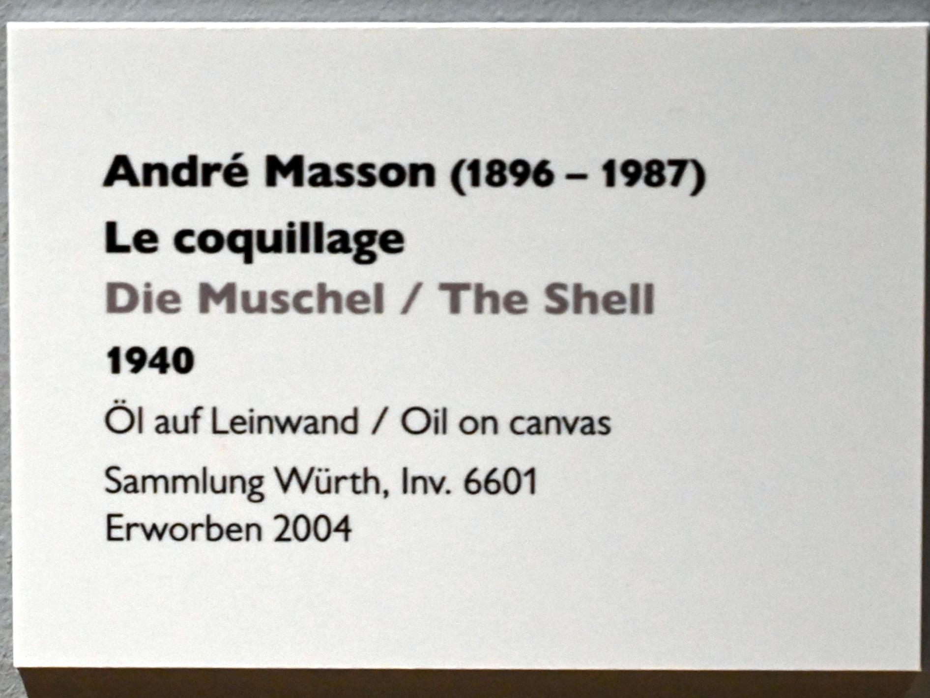 André Masson (1925&ndash;1968), Die Muschel, Künzelsau, Museum Würth 2, Kabinett im Untergeschoß, 1940, Bild 2/2