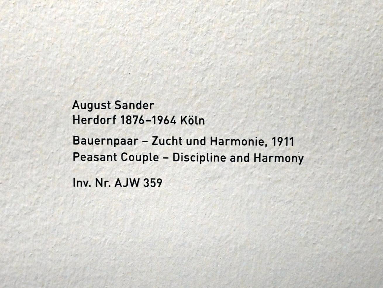 August Sander (1911–1925), Bauernpaar - Zucht und Harmonie, München, Pinakothek der Moderne, Saal 10, 1911, Bild 2/2
